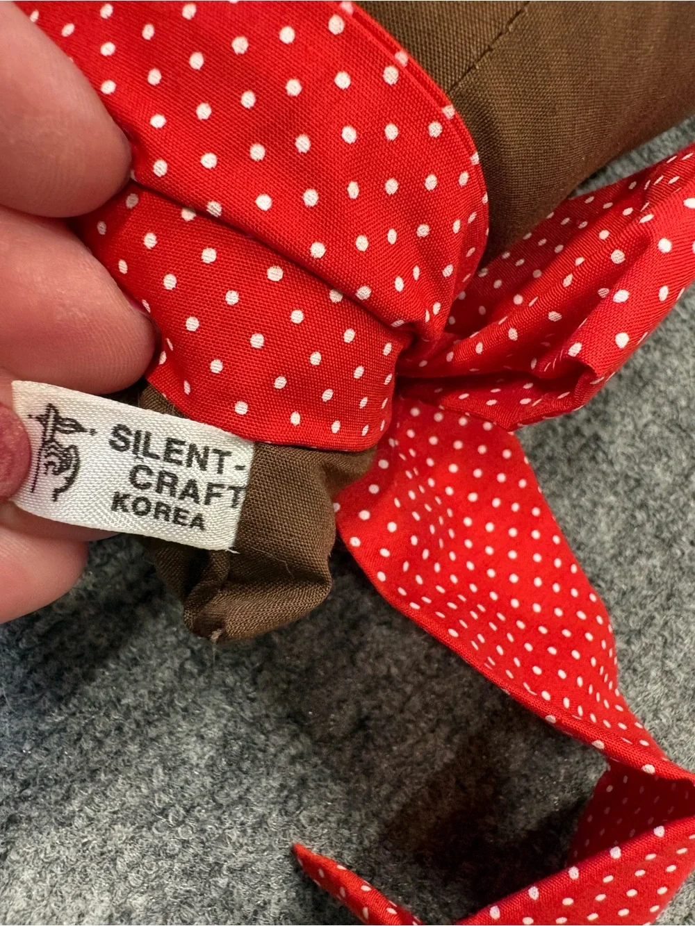 Korean Reindeer Holiday Door Accent with Red Polka Dot Details